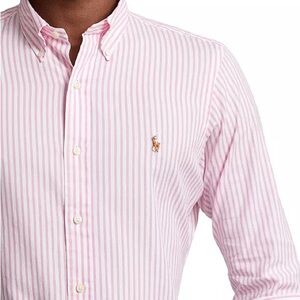 Polo Ralph Lauren 100% Cotton Pink Button Down Striped Shirt! Perfect condition